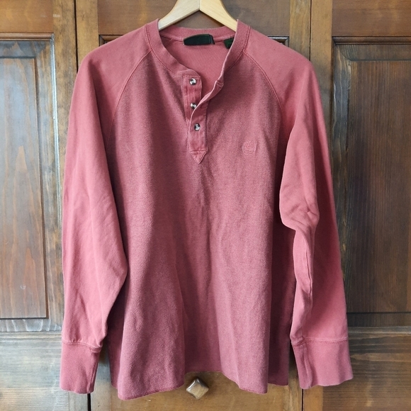 Timberland dark red raglan sleeve henley shirt - Picture 1 of 11